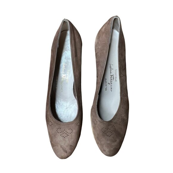 Salvatore Ferragamo Made in Italy Brown Suede Block Heals Size 11B - Picture 2 of 6